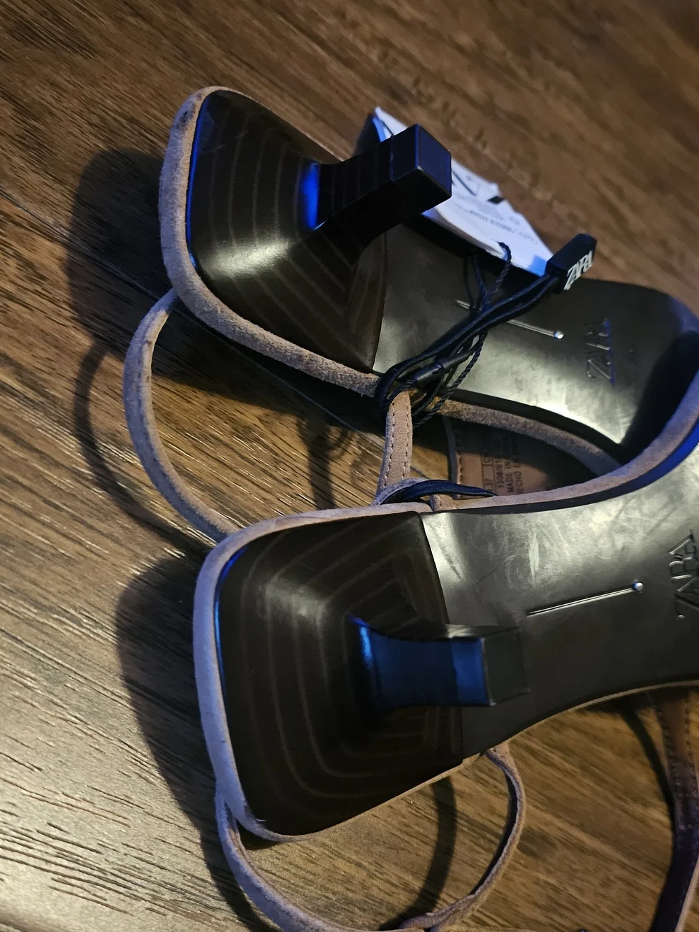 Zara brown suede Kitten Heel Sandals